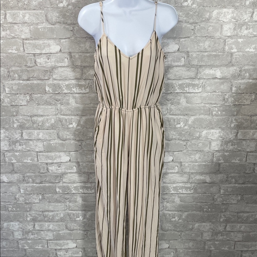 Dizzy Lizzy Striped Cream Jumpsuit